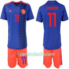 Camisolas de Futebol Colômbia Cuadrado 11 Criança Equipamento Alternativa Copa do Mundo 2018 Manga Curta